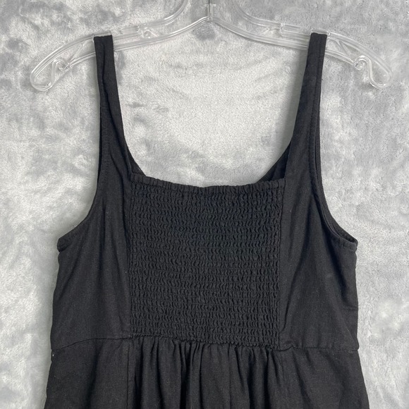 Old Navy Fit & Flare Sleeveless Linen Blend Midi Dress Women L Black Jack Preppy - Picture 5 of 10